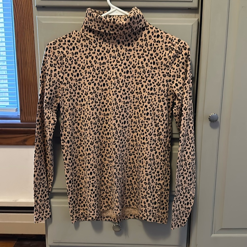 J Crew Cheetah Tissue Turtleneck